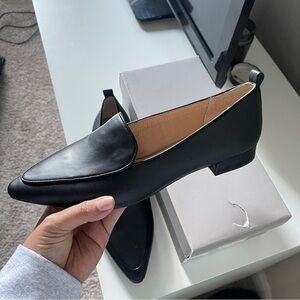 NWT Franco Sarto Black Leather Pointed Flats, 10